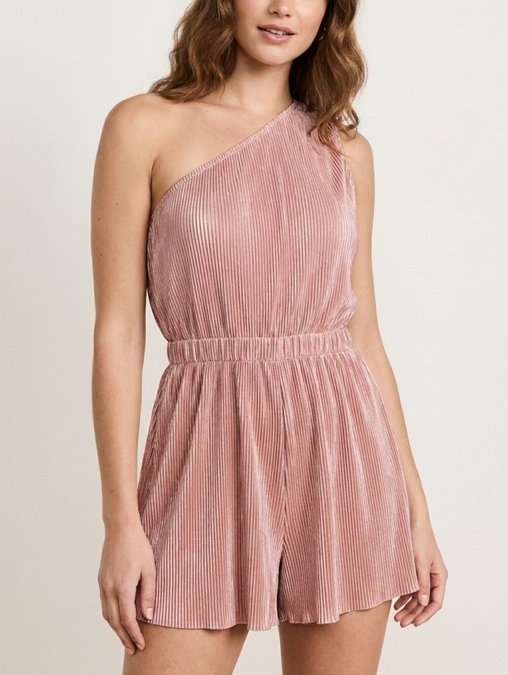 Elegant Pink One-Shoulder Romper